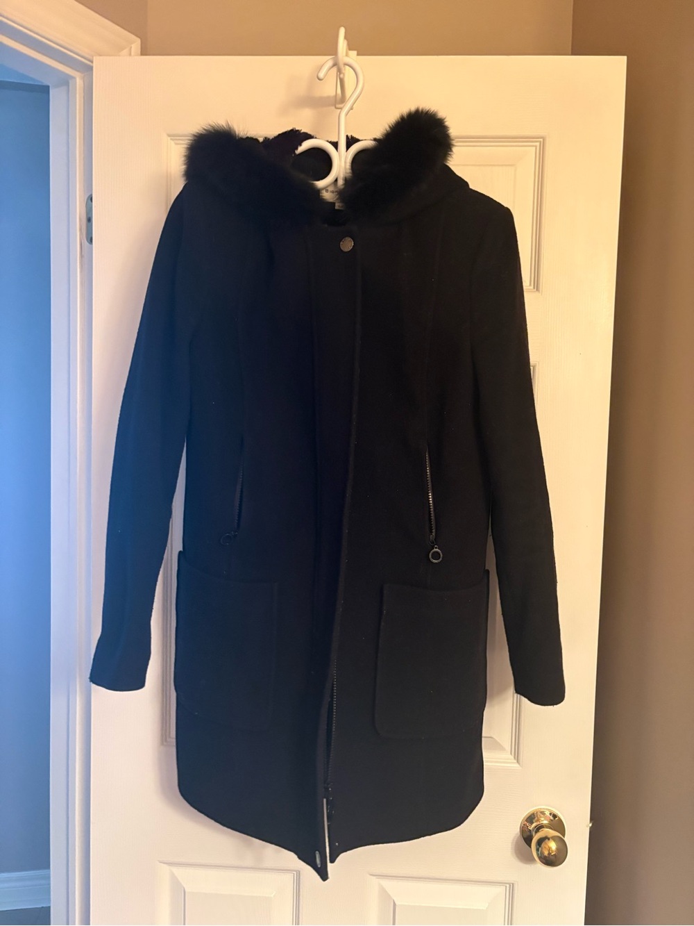 Bianca Nygord Black Fur-Trim Hooded Coat - Women